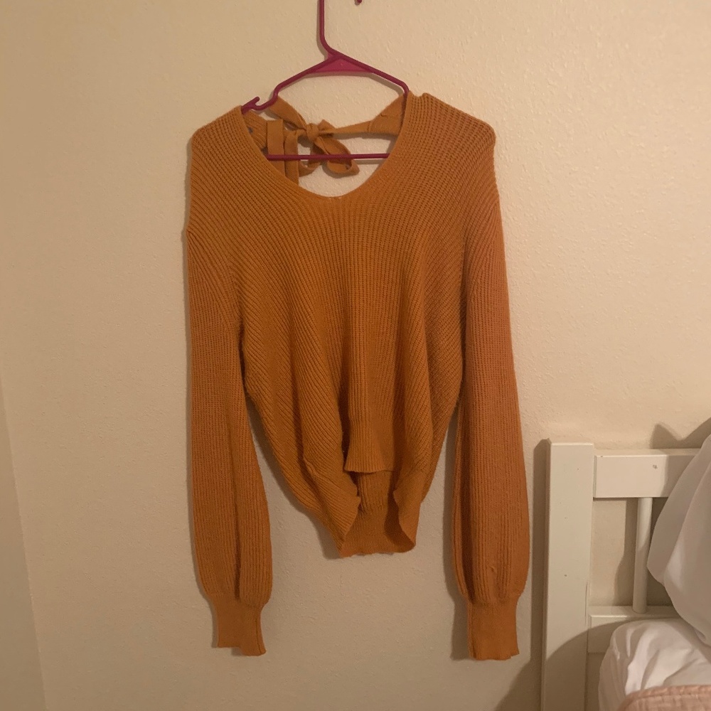 Orange Balloon Sleeve Style Sweater